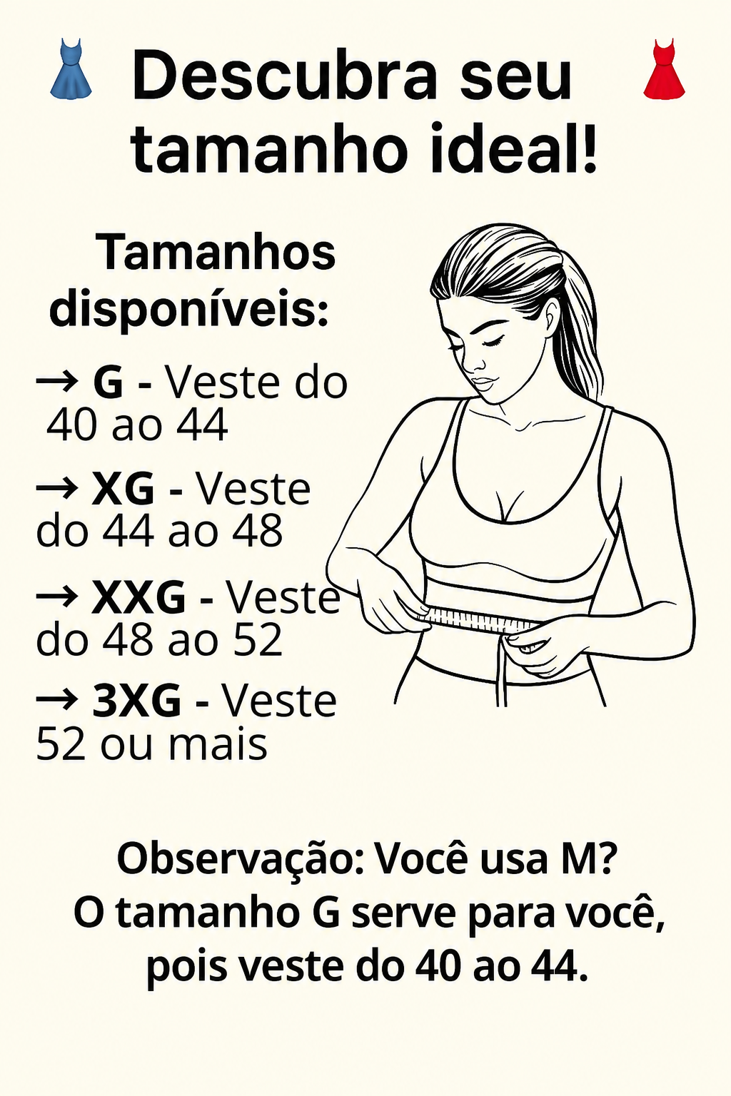 Guia de tamanhos da cinta colete modeladora