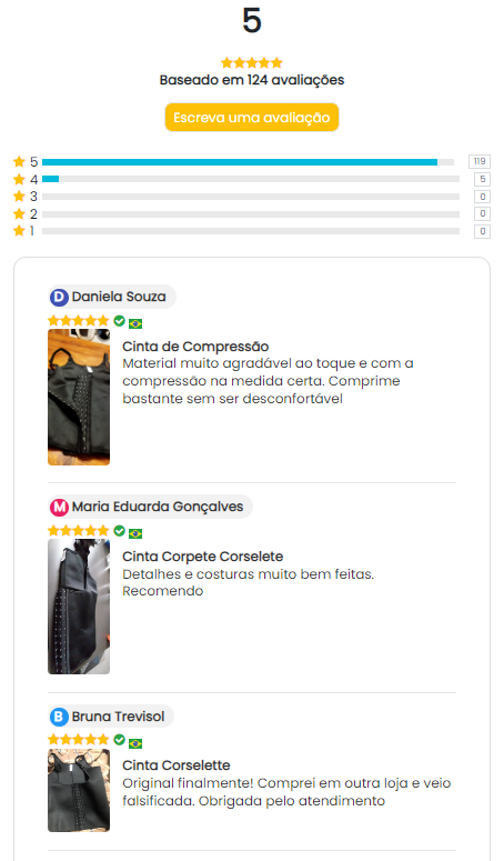Depoimento de cliente — cinta colete modeladora